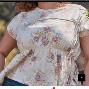 Torrid BabyDoll Top Festi Baily Smocked T-Shirt 2X (18-20) NWT Vintage Floral